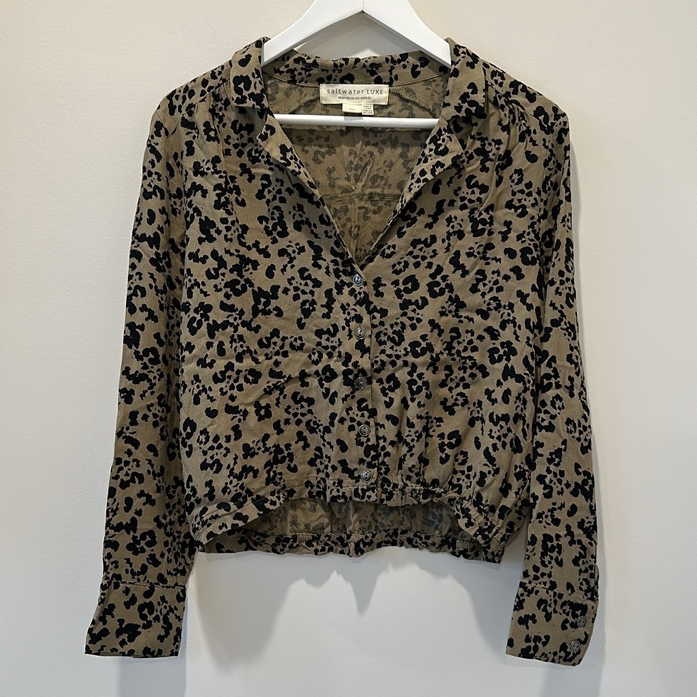 Saltwater Luxe Button Down Blouse Top Going Out Transitional Fall Quiet Luxury